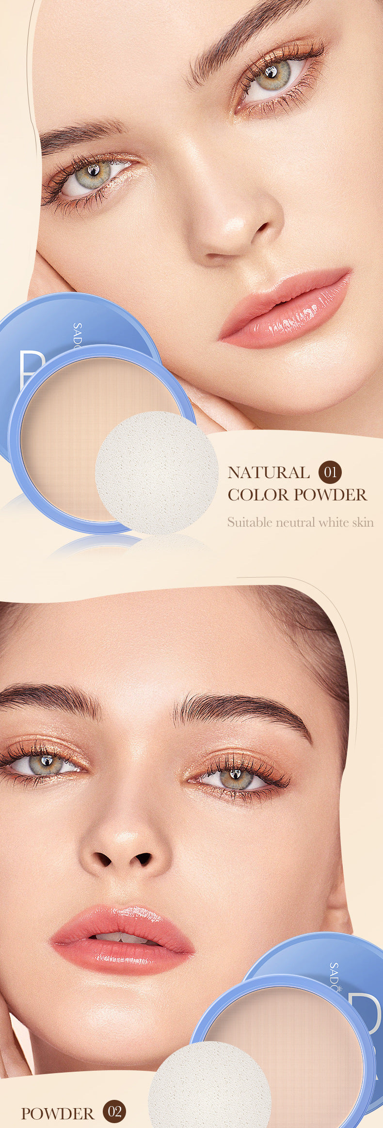 Full English Makeup SADOER Velvet Flawless Powder Brightening Skin Tone Lightweight Contour Concealer Cushion  Wholesale