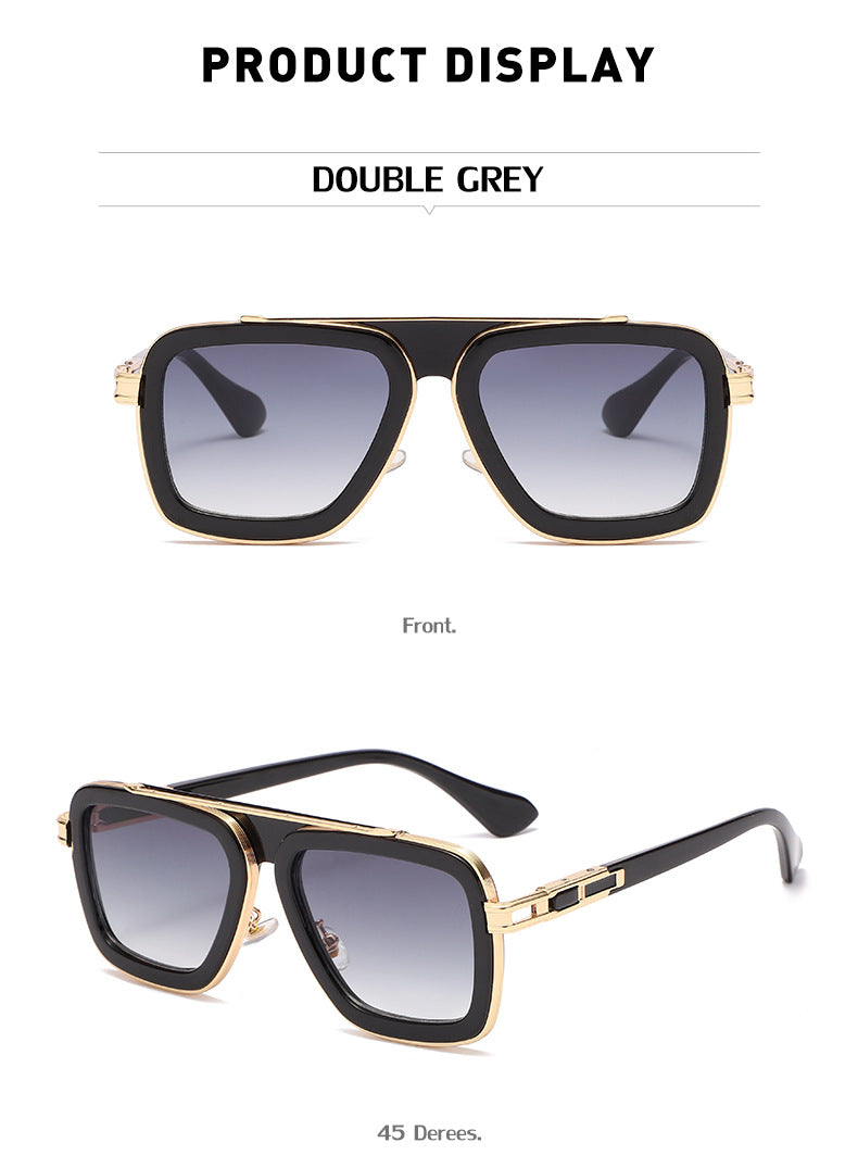 European and American Retro Square Frame Sunglasses for Men, Trendy European and American Punk Style, Internet Celebrity Same Style Sunglasses for Women ins Wind shades