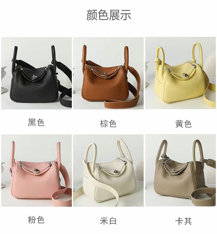 Doctor Genuine Leather Women's Bag2024Handheld Top Layer Cowhide Lychee Pattern Lindy Bag Single Shoulder Handbag Medicine Box Trendy