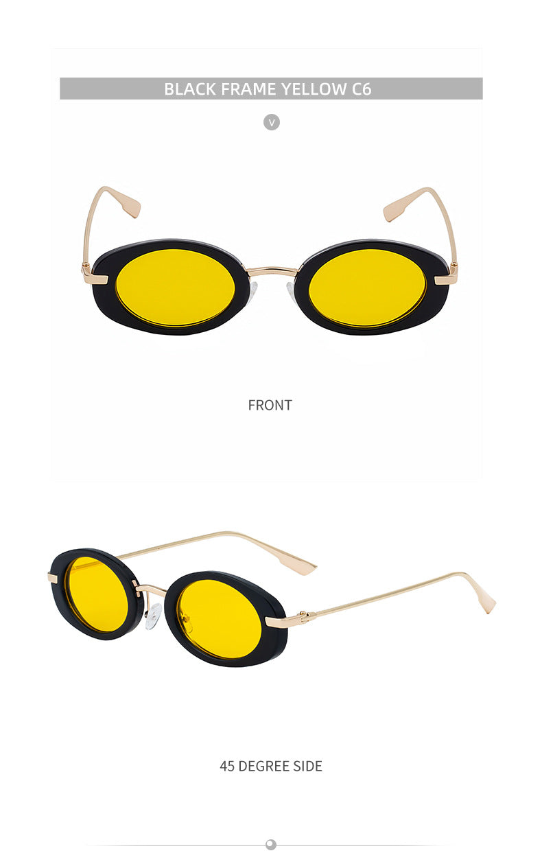 2025New European and American Fashion Oval Small Frame Sunglasses for Women, Trendy Personality Sun Protection Sunglasses Wholesale