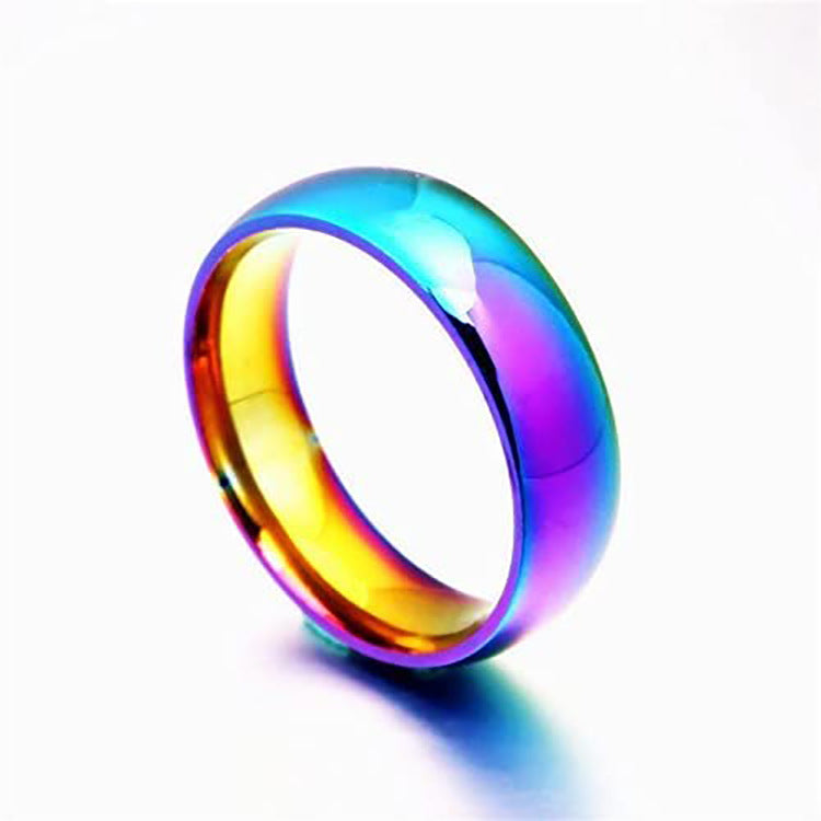 European and American Hematite Curved Ring for Men with High-end Feel, Personalized Ring for Women, Simple Colorful Faceted Ring