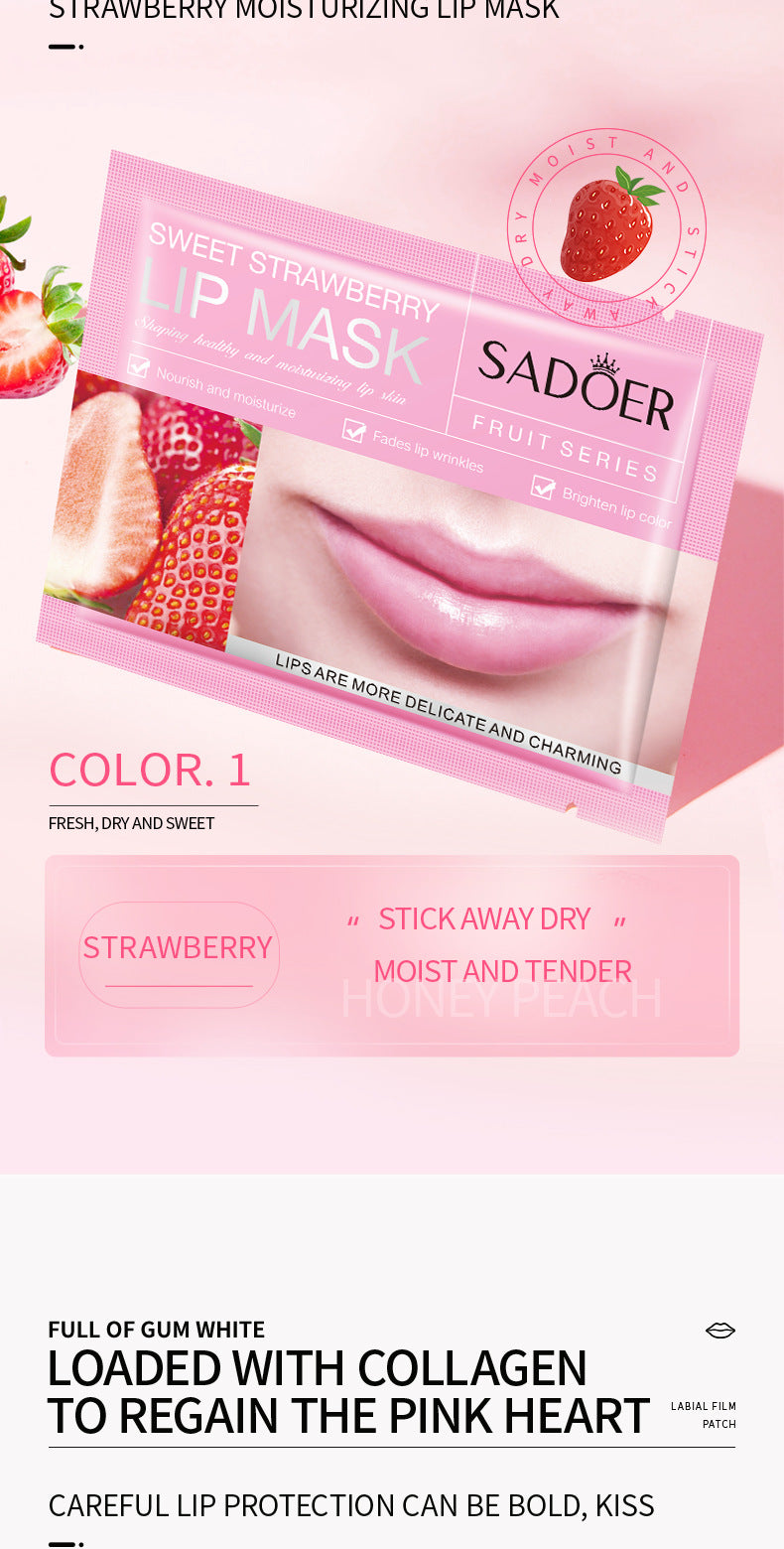 Cross-border Boxed Lip Mask8gx20slice Fruit Strawberry Moisturizing Care Moisturizing Lip Mask Foreign Trade Manufacturer Wholesale