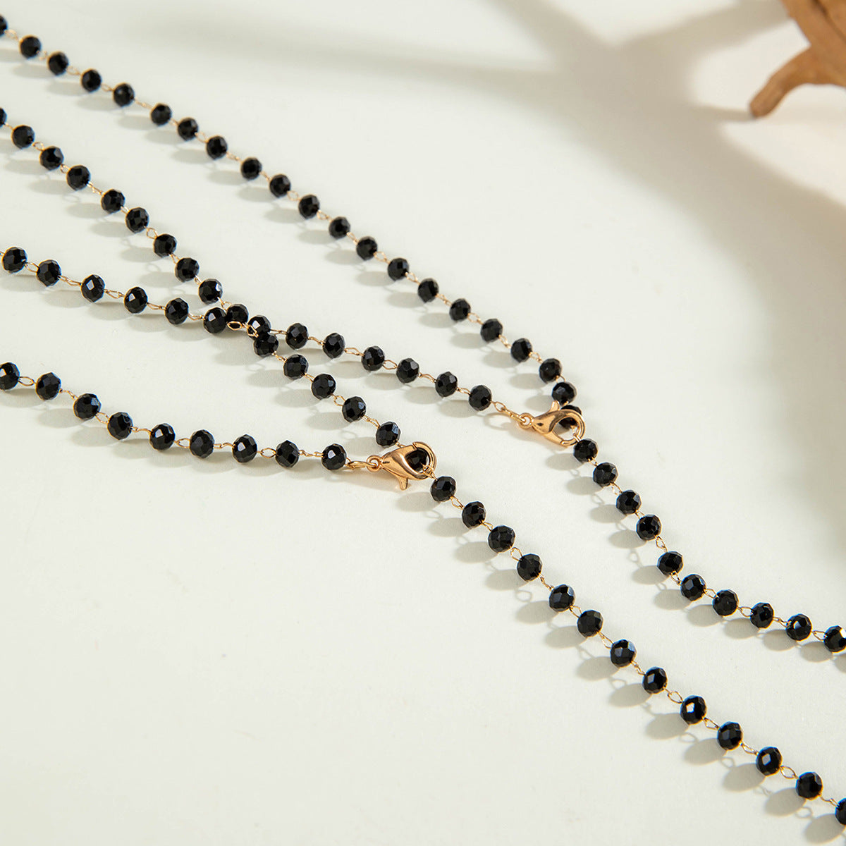 European and American Fashion Jewelry Beaded Tassel Double Layer Long Necklace Elegant Multi-layer Wear Y Type Necklace Ornament