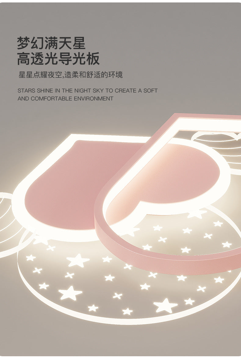 Cozy Eye Protection Bedroom Lamp led Simple Ceiling Light for Boys and Girls Princess Room Bedroom Creative Double Heart Lamp