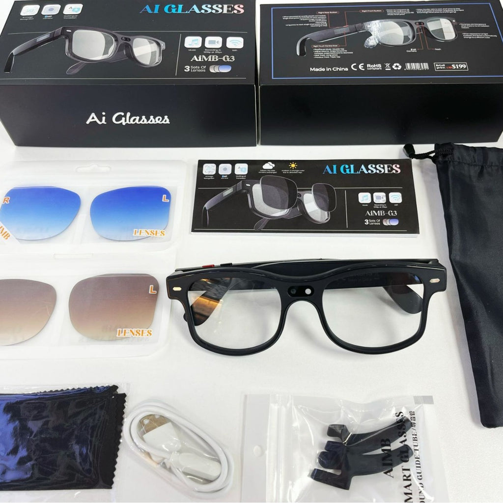 AIMB-G3Smart Glasses800100 Megapixel Camera Ai Simultaneous Translation Recognition1200P Video Recording Audio Recording