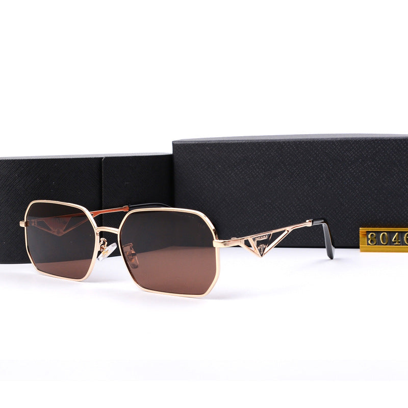 New Metal Sunglasses for Men and Women Classic Elegant Versatile Sunglasses Travel UV Protection Double Bridge Sunglasses Hot