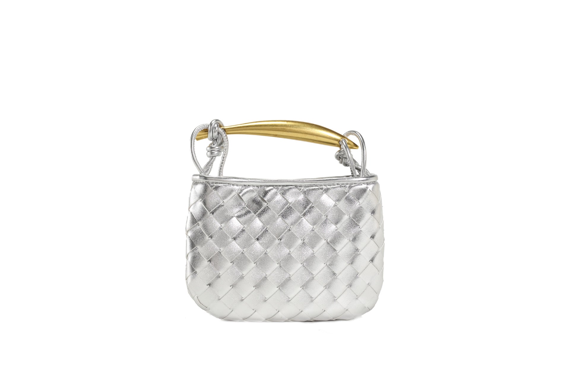 European and American Handmade Woven Bag Sardine Bag Niche Design Dumpling Bag Women's Metal Handbag Shoulder Bag Crescent Bag