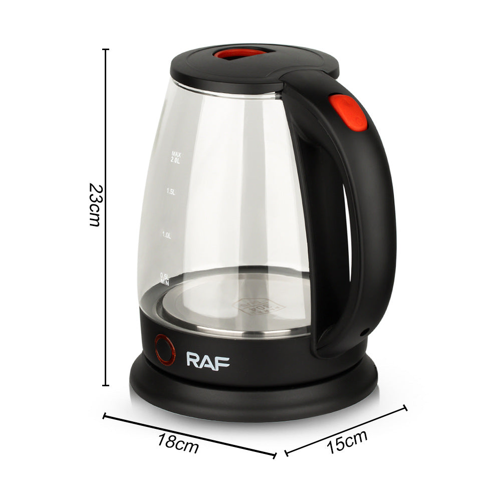 RAF European Standard Household Electric Kettle Automatic Power-Off Anti-Dry Boiling Glass Kettle with Visible Water Level for Home Use2L