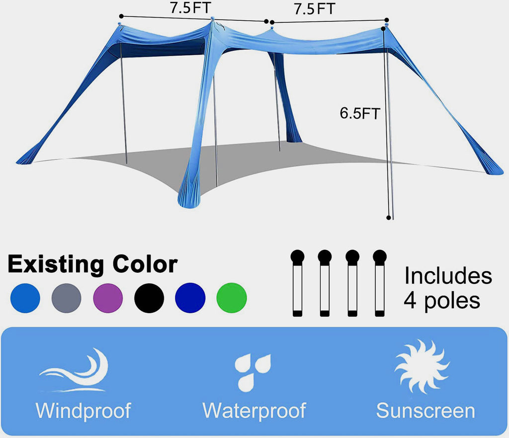 Outdoor Lawn Beach Lycra Canopy Tent Portable Lawn Camping Fishing Tent Outdoor Sun Protection Cooling Shade
