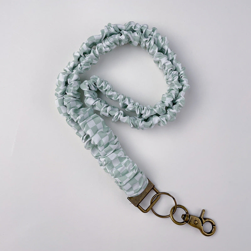 Keychain Large Elastic Polyester Wrinkle Print Hanging Ring Buckle Work Badge Phone Lanyard Chain