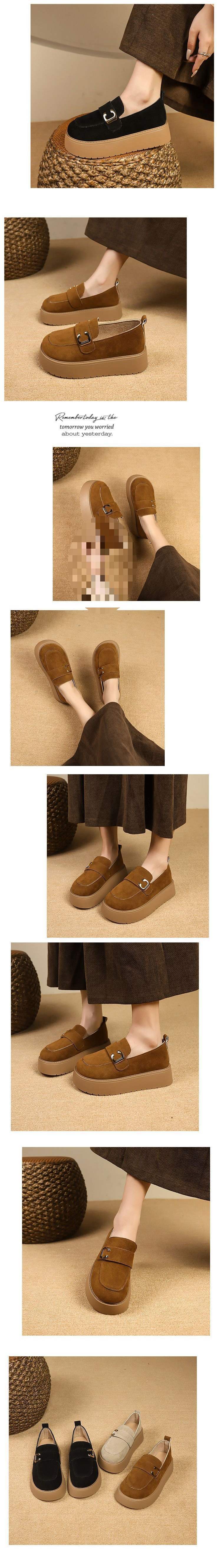 Women's Thick-Soled Birkenstock Shoes2025New Spring Retro Slip-On Lazy Casual Loafers Warm Birkenstock Single Shoes