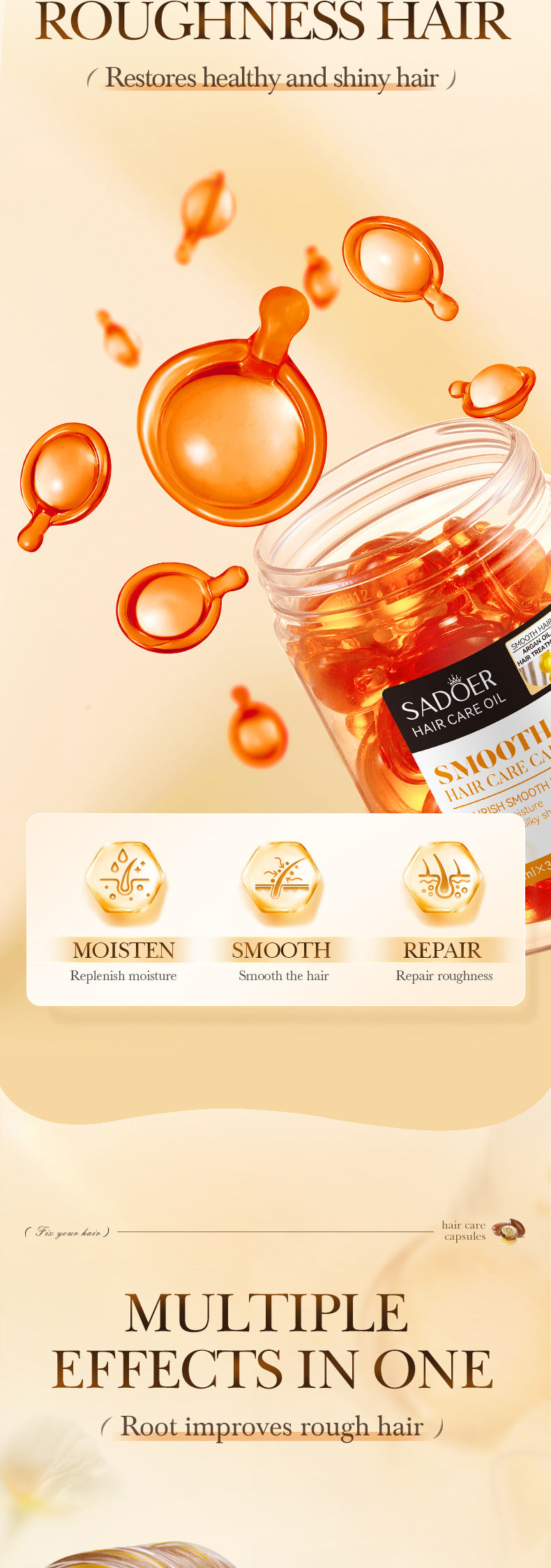 Full English Nut Oil Hair Care Capsules SADOER Improve Frizz Essential Oil Capsule Conditioner  Wholesale