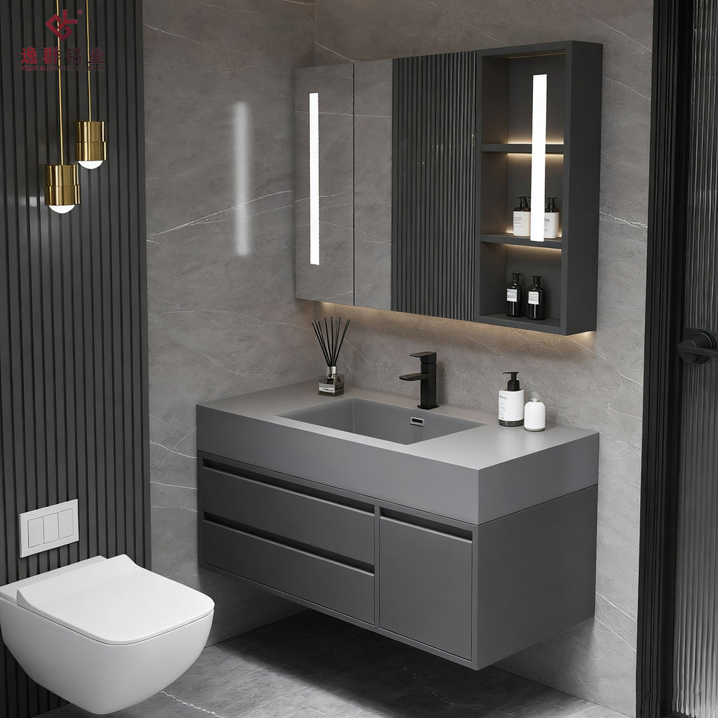 Custom Aluminum Bathroom Cabinet Integrated Smart Laundry Sink Wash Basin Bathroom Wash Basin
