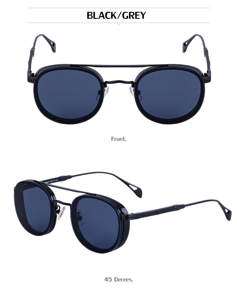 European and American Retro Oval Frame Sunglasses for Men, Side Wrap Small Frame Sunglasses for Women, Trendy Glasses Wholesale shades