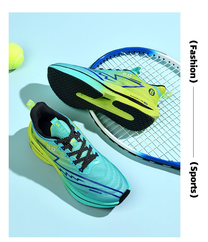 Carbon Plate Running Shoes Mesh Ultra-light Breathable Sports Shoes Men Couple All-match Casual Popcorn Running Shoes Breathable Lightweight