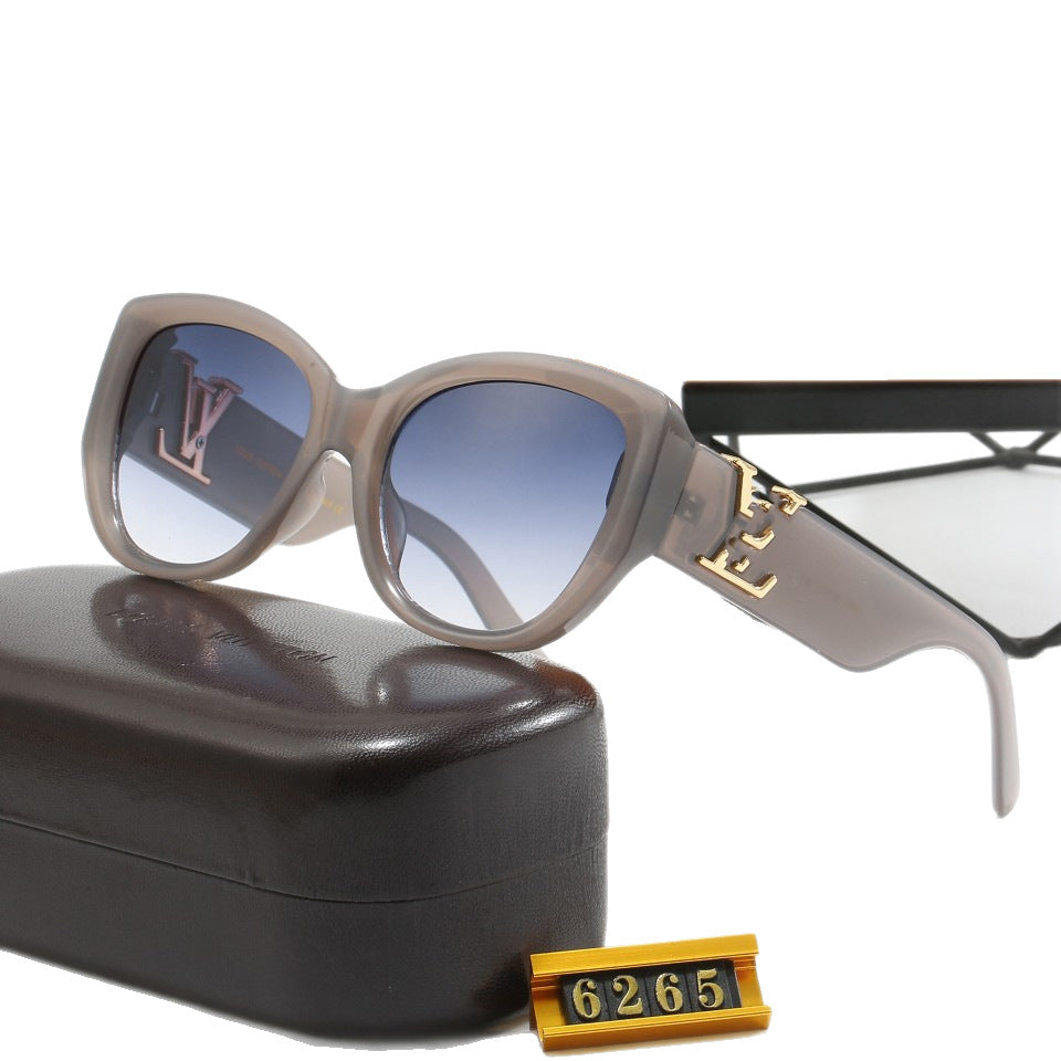 Purchasing Agent Level Lujia Sunglasses6265Fashionable Personality Large Frame Cat Eye Black Sunglasses UV Protection