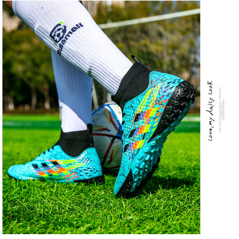 New high-top soccer shoes for men and women AG Spike TF Broken Nail Youth Student Grassland Competition Training Shoes
