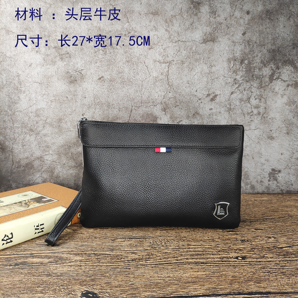 Anti-theft Fingerprint Lock Clutch Bag Men's Pure Top Layer Cowhide Business Casual Genuine Leather Handbag Anti-theft Lock Buckle