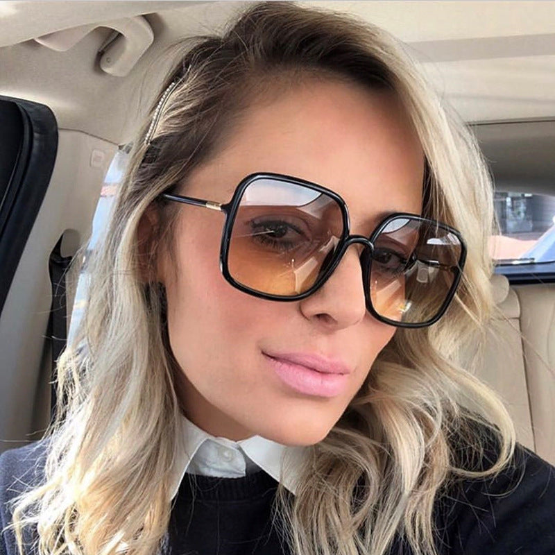Fashion Large Frame Sunglasses for Women Trendy Zhang Ruonan Same Style Fashion Square Frame Sunglasses for Women Trendy Glasses Wholesale
