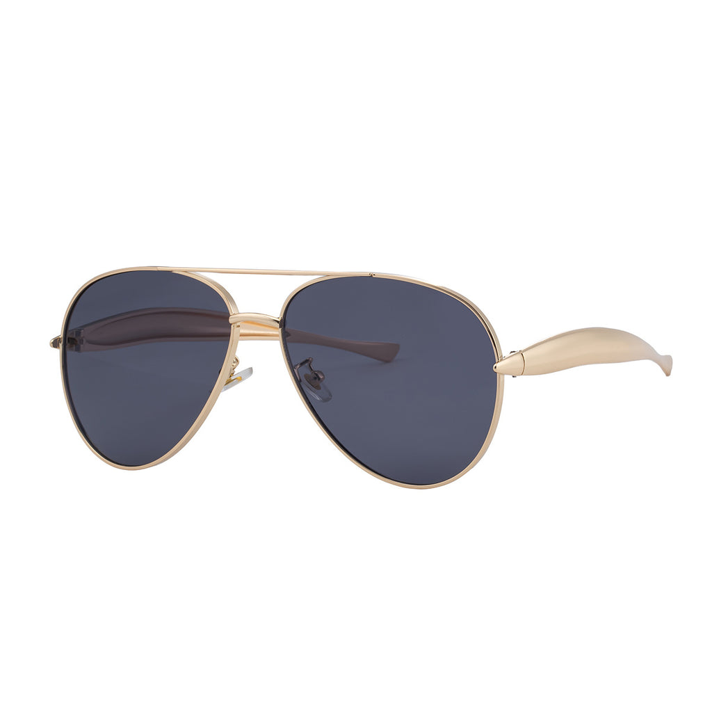 Toad-shaped Metal Sunglasses2025New Retro Plain Sunglasses High-End Feel Women Street Style Trendy Sunglasses