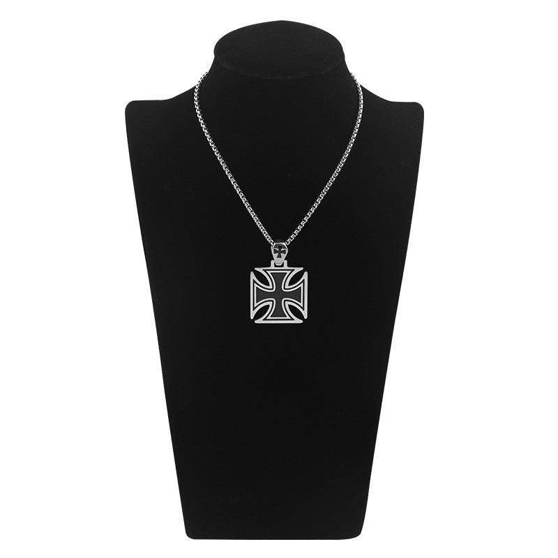 Hot Fashion Hip-Hop Versatile Titanium Steel Cross Pendant Personality Unisex Casual Couple Stainless Steel Necklace