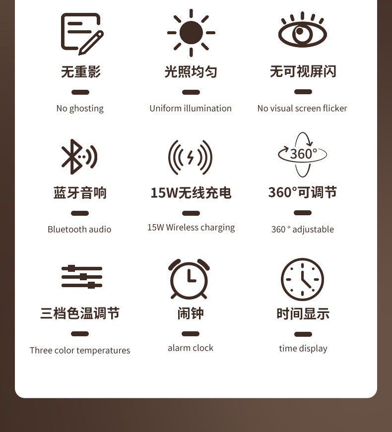 Creative Gift Night Light Multifunctional Desk Lamp Bluetooth Speaker Smartphone Wireless Charging Desk Lamp Atmosphere Light