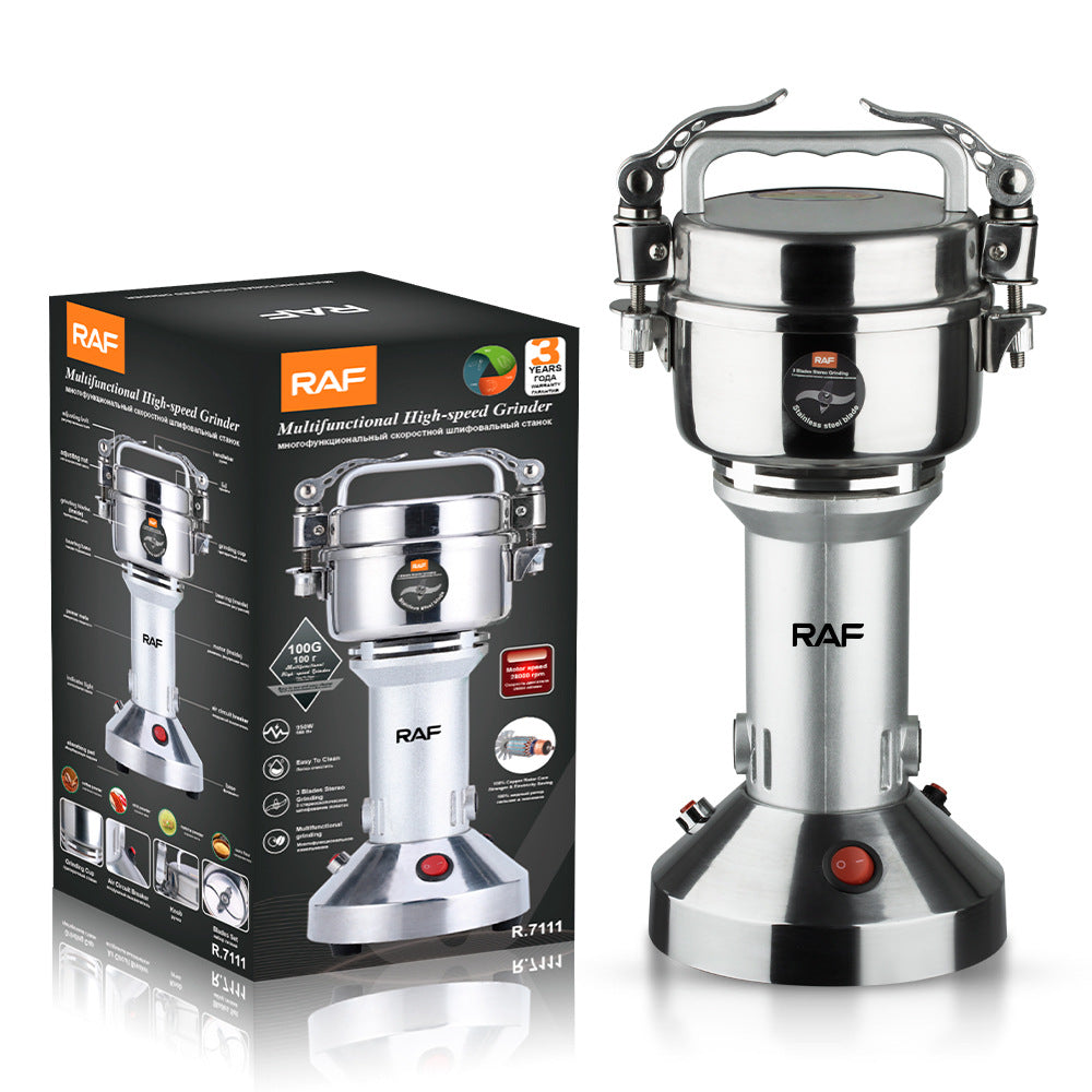 RAF European Standard Household and Commercial Electric Grinder for Dry Grinding Grains, Herbs, and Coffee
