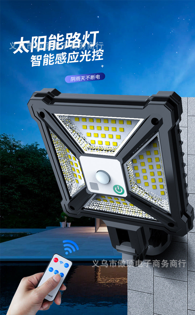 New Solar Light Human Body Sensing Street Light Outdoor Garden Light with Remote Control Garden Light LED Wall Lamp