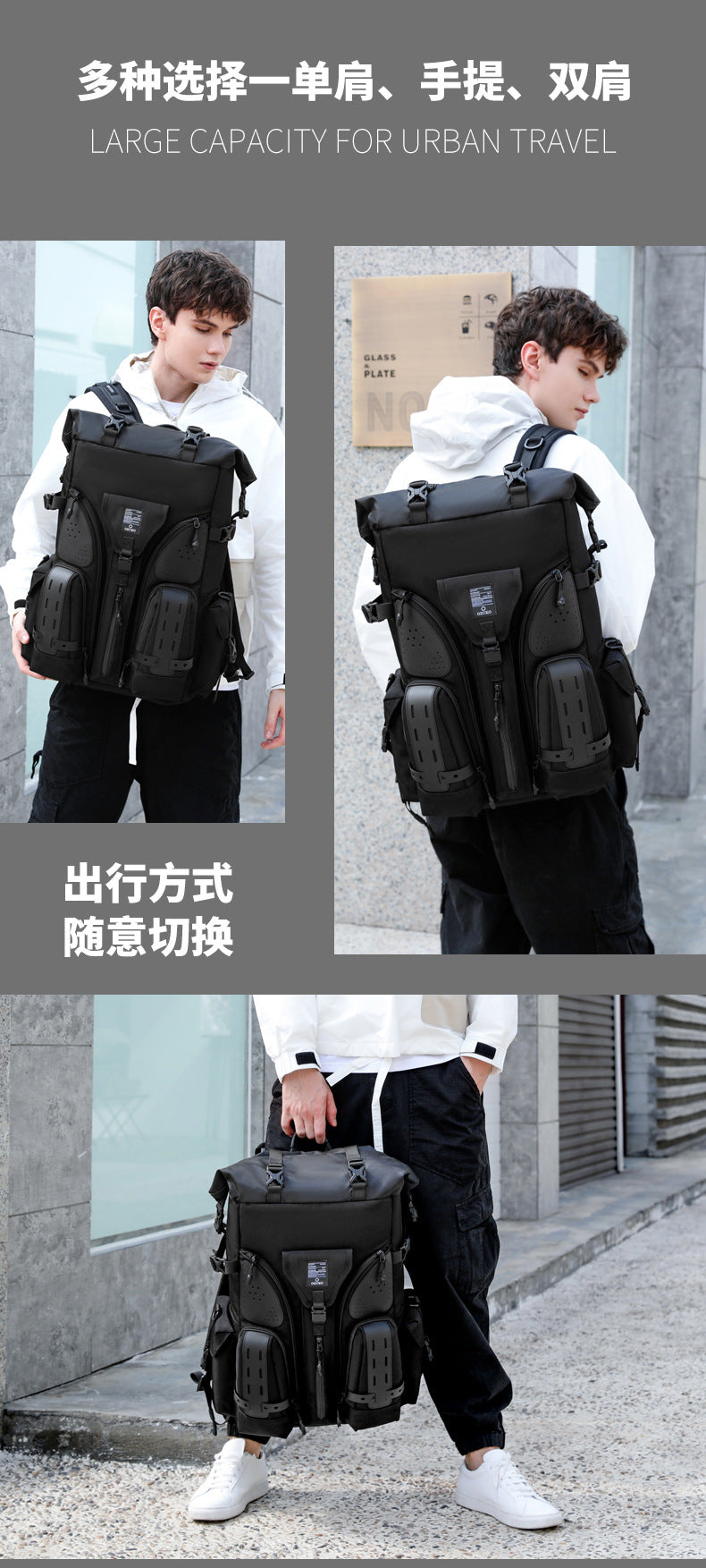 OZUKO Tactical Backpack Men's Shoulder Large Capacity Waterproof Baseball Bag Outdoor Travel Multifunctional Trendy Sports Bag