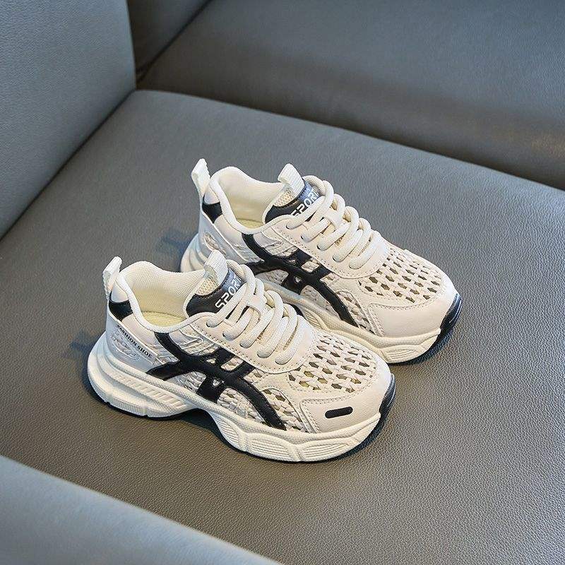 Girls' Sneakers2025Summer New Breathable Hollow Summer Dad Shoes for Big Kids Running Shoes Children's Shoes