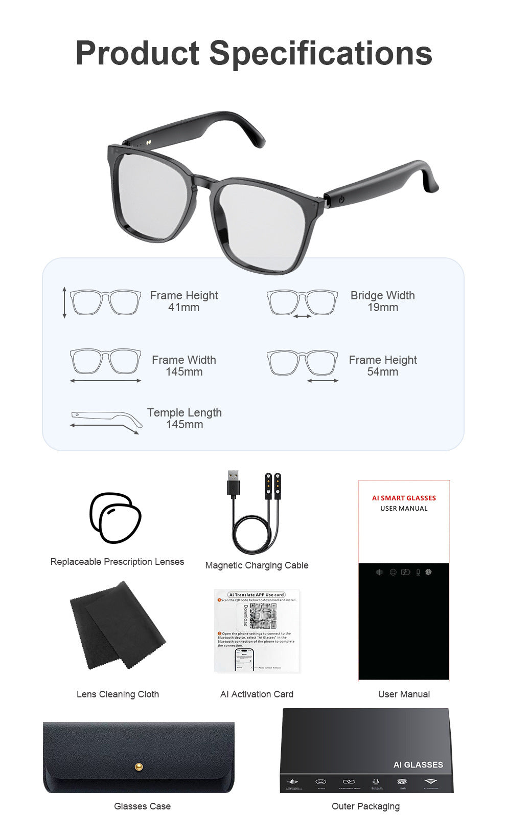 ai Translation Smart Glasses Photochromic Bluetooth Wireless Hands-Free Call Audio Multi-Function Driving Glasses