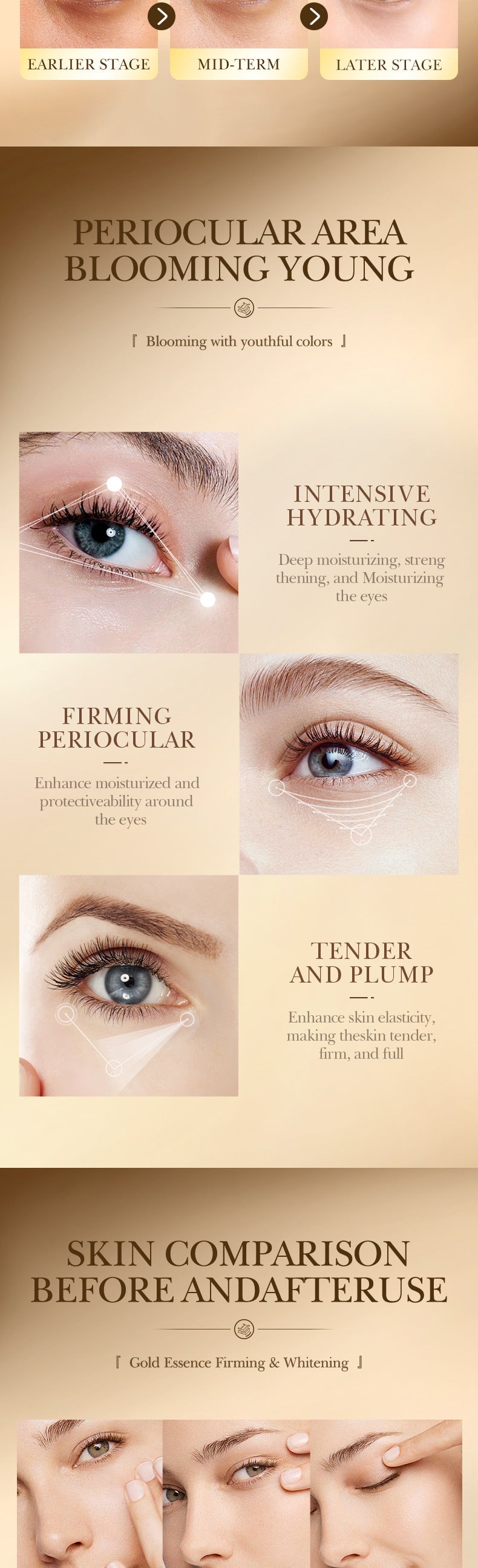 24K Gold Eye Cream ZOZU Hyaluronic Acid Hydrating and Moisturizing Eye Cream for Eye Wrinkles Cross-Border Wholesale