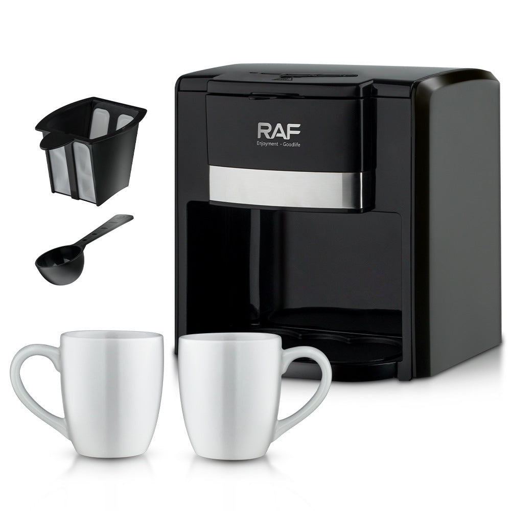RAF European Standard Coffee Machine Small Semi-Automatic Household Drip American Coffee Machine Double Cup Automatic Moka Pot