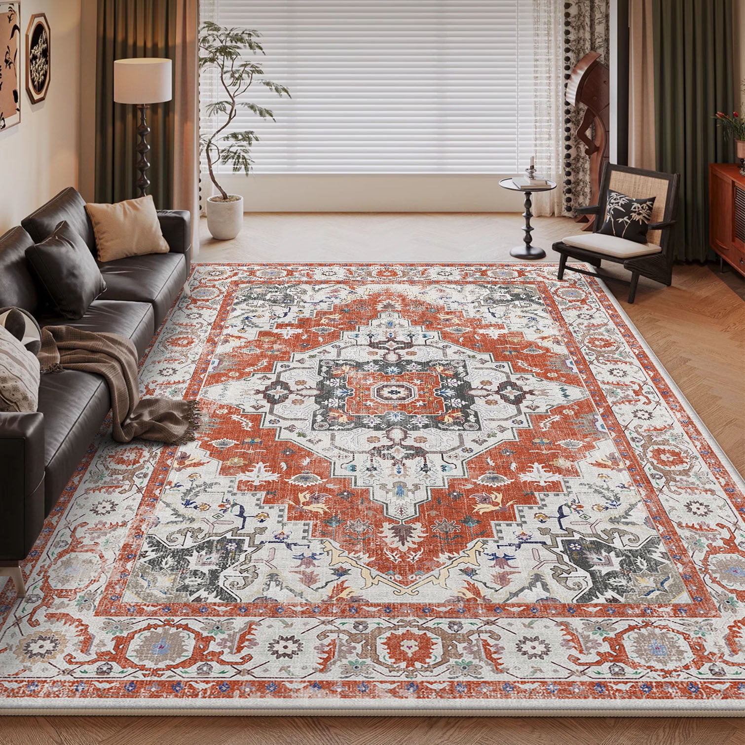 Persian Style Large Area Full Coverage Living Room Carpet, Stain Resistant and Easy to Maintain, Sofa and Coffee Table Decorative Carpet Wholesale