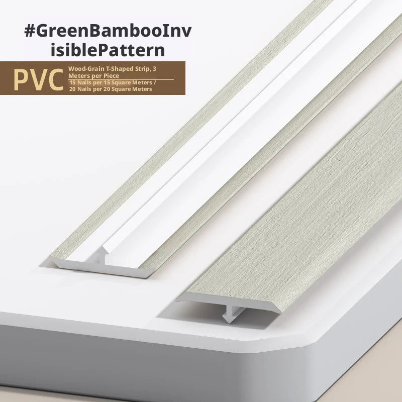 #GreenBambooInvisiblePattern PVC trim showcasing a sleek design with a textured finish.