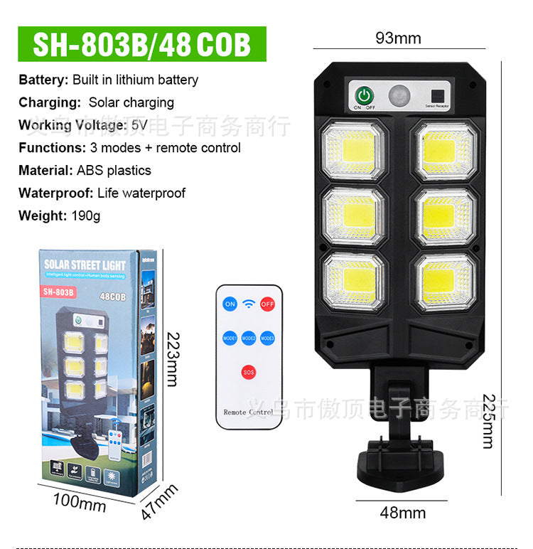 New Solar Wall Light Outdoor Human Body Sensing Street Light Waterproof Garden LED Garden Landscape Light Remote Control