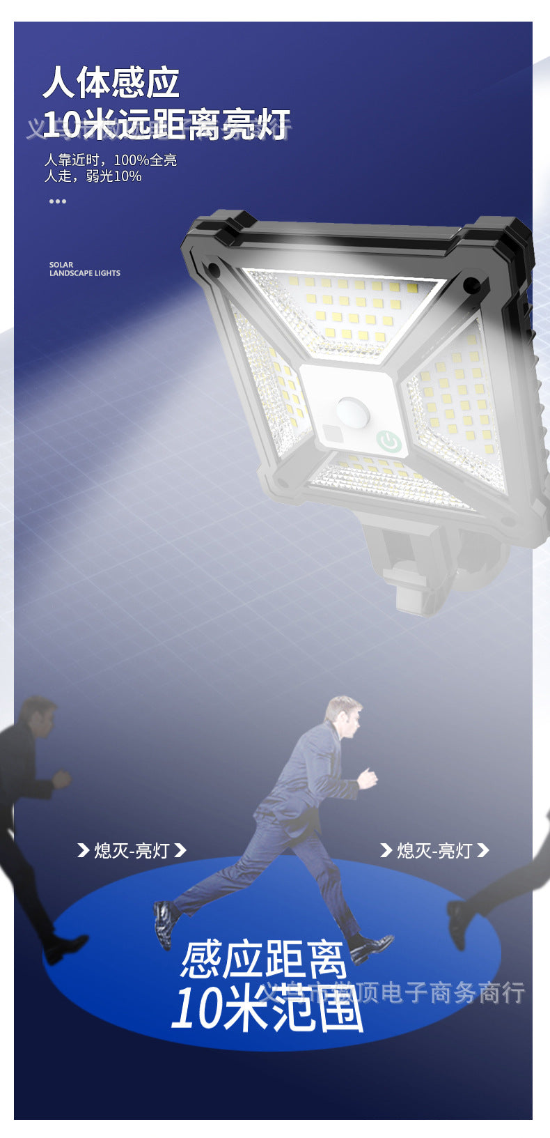 New Solar Light Human Body Sensing Street Light Outdoor Garden Light with Remote Control Garden Light LED Wall Lamp