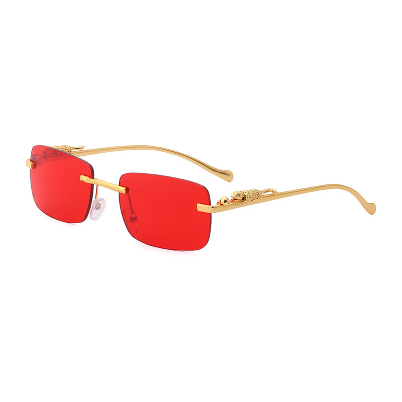 New Fashion Small Frame Square Sunglasses Men's Sunglasses Women's European and American Trendy Rimless Sunglasses Men