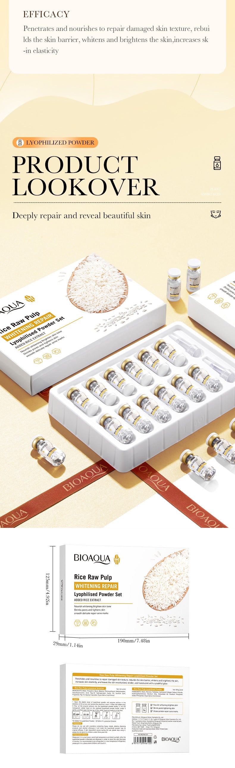 Rice Freeze-Dried Powder Set BIOAOUA Whitening and Repairing Original Powder Freeze-Dried Powder Cross-Border Wholesale