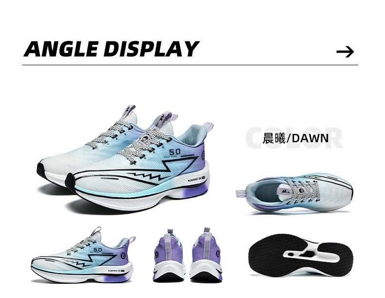 Carbon Plate Running Shoes Mesh Ultra-light Breathable Sports Shoes Men Couple All-match Casual Popcorn Running Shoes Breathable Lightweight