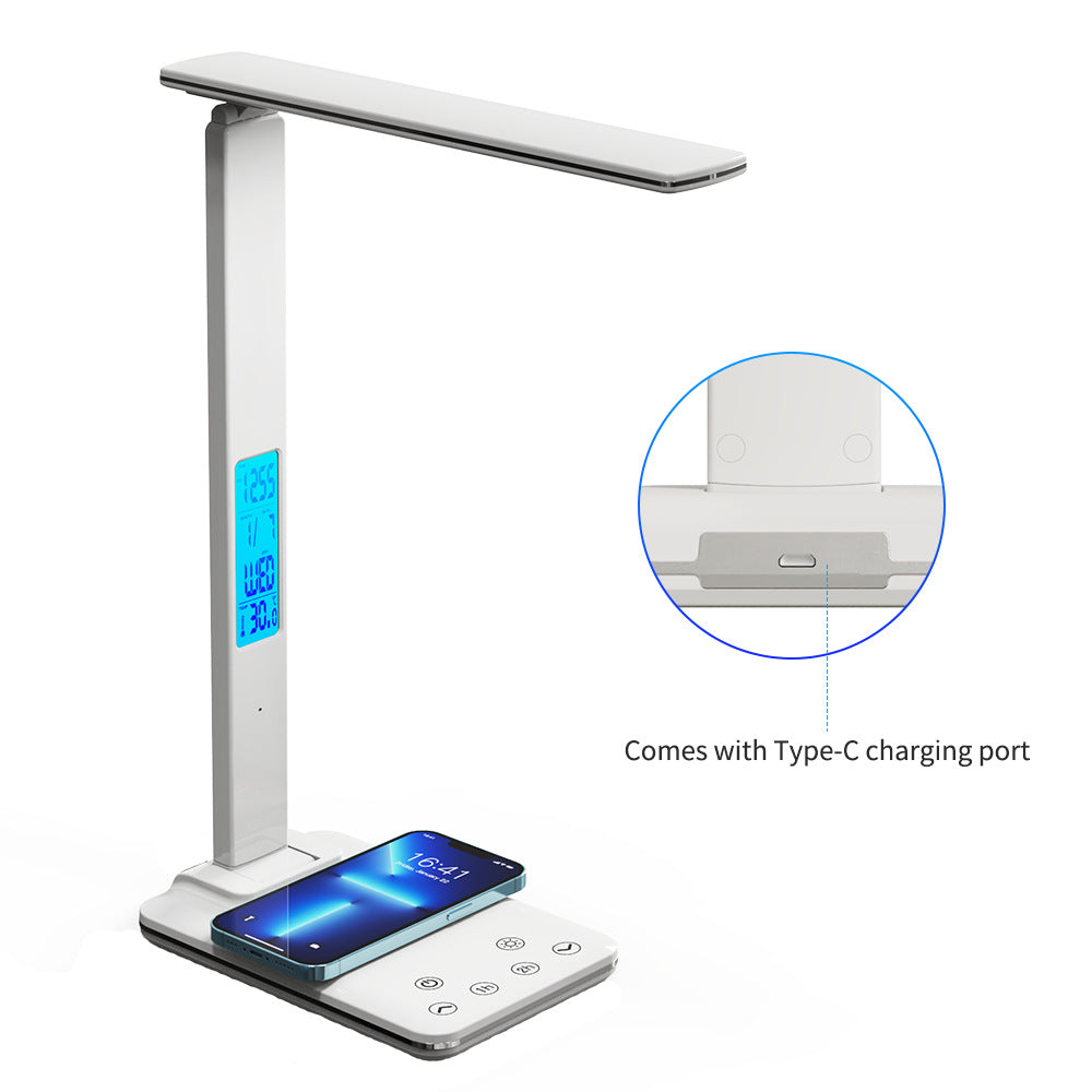 Alarm Clock Table Lamp Folding Creative Smart Magnetic Charging Learning Lamp Working Clock Eye-Protection Lamp Ambience Light Wholesale