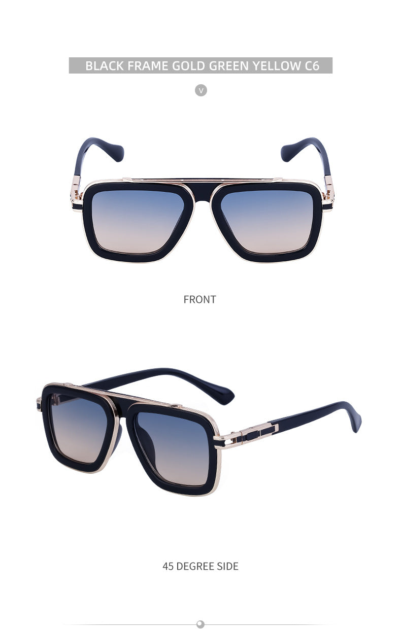 European and American Retro Square Frame Sunglasses for Men, Trendy European and American Punk Style, Internet Celebrity Same Style Sunglasses for Women ins Wind shades