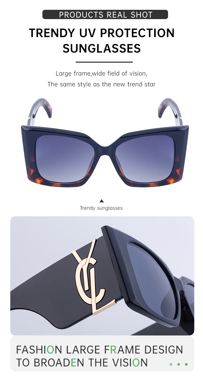 Yang Shulin Style Cat Eye Sunglasses for Women Fashion Large Frame Sunglasses High-end Sun Protection Glasses glasses