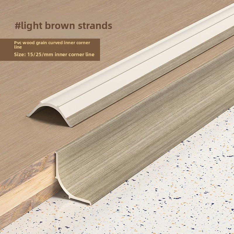 Light brown strands inner corner line with wood grain finish, size 15/25mm.