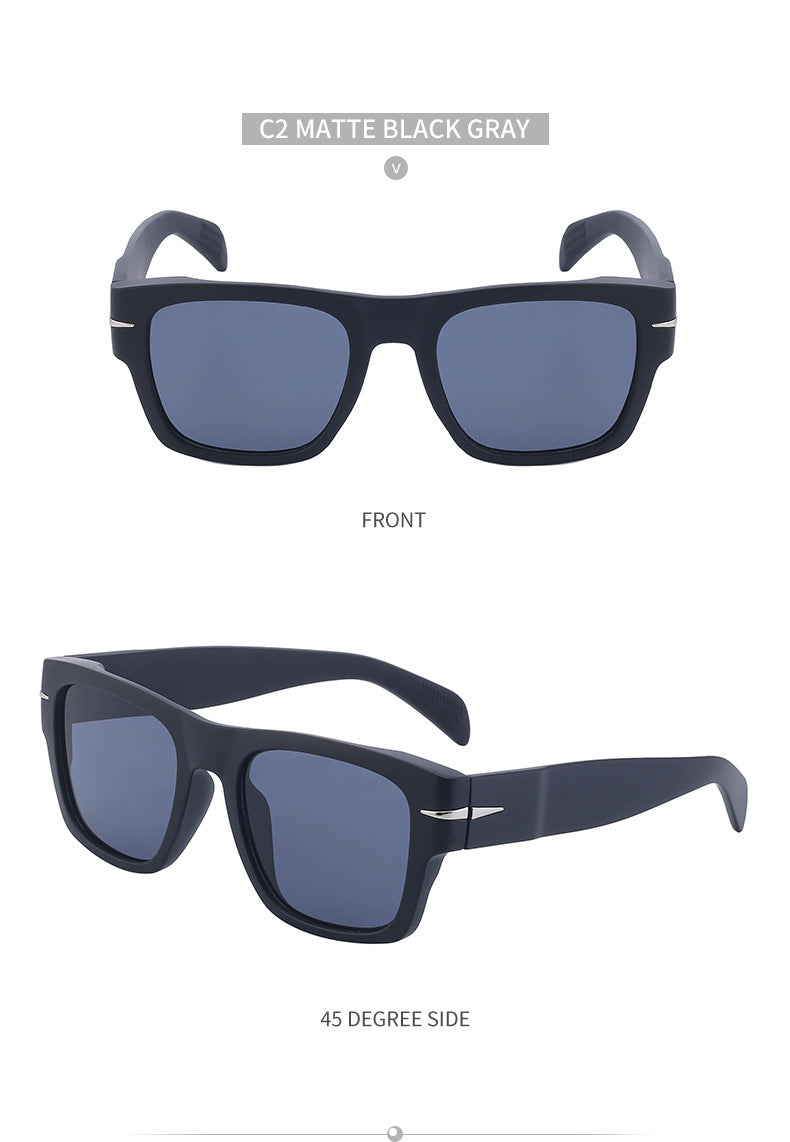 David's Retro Sunglasses for Men, European and American Style, Fashionable Trendy Square Frame Sunglasses, High-End Full Frame Glasses for Men