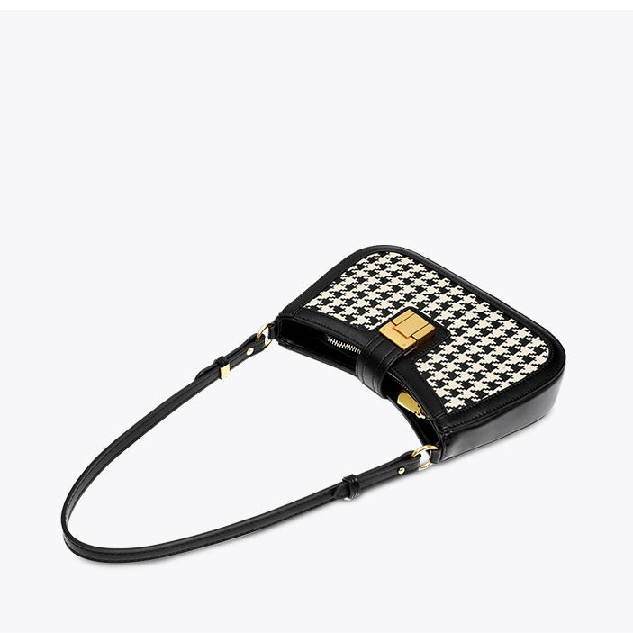 Houndstooth Crossbody Bag Baguette Underarm Bag Spring Autumn Women's Bag Small Square Bag Niche Versatile Commuter Handbag Shoulder Bag