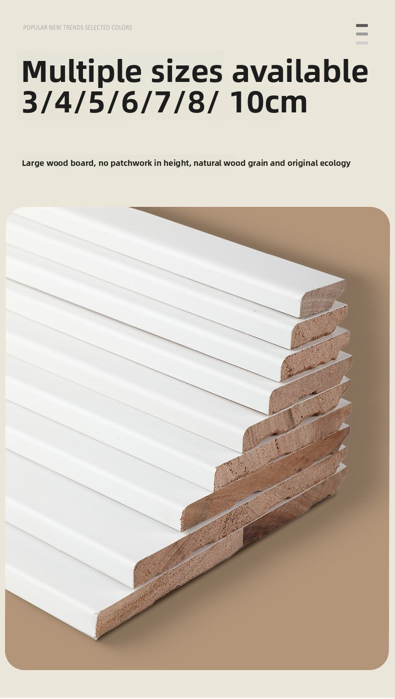 Solid wood skirting board, Fanlongnian Villa, Xunmu painted baseboard, wooden Chinese-style wood grain10cm Solid wood skirting board