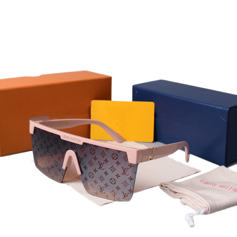 2022European and American Style Large Frame Integrated Half Frame Fashionable Personality Sunglasses for Men and Women One-piece Trendy Sunglasses