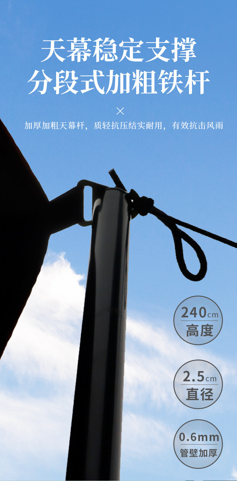 Canopy Tent Outdoor Camping Hexagonal Black Coated Silver Tarp Awning Camping Picnic Equipment Large Size Canopy