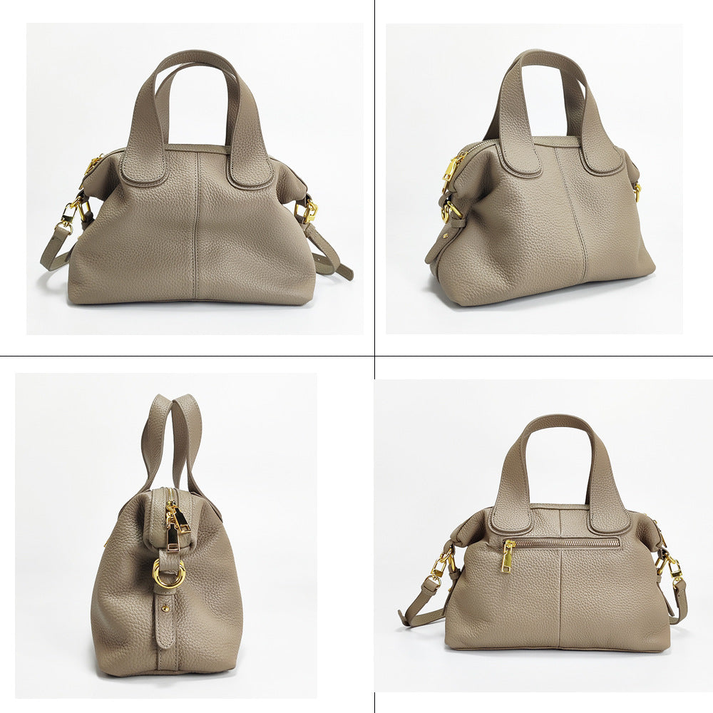 Guangzhou Bag High-End Genuine Leather Women's Bag Large Capacity Dumpling Bag Soft Top Layer Cowhide Handbag Single Shoulder Crossbody Bag